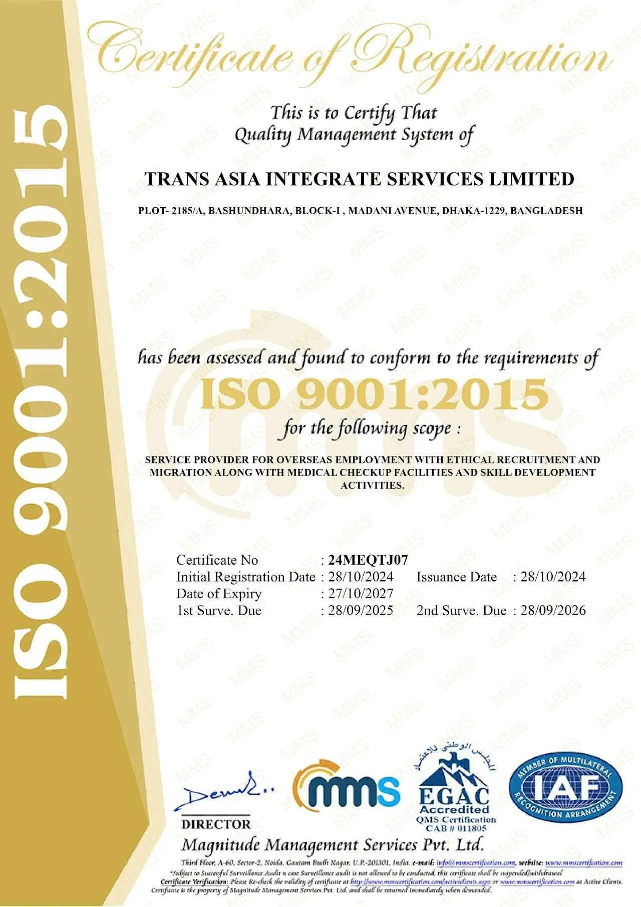 ISO 9001:2015 Certificate